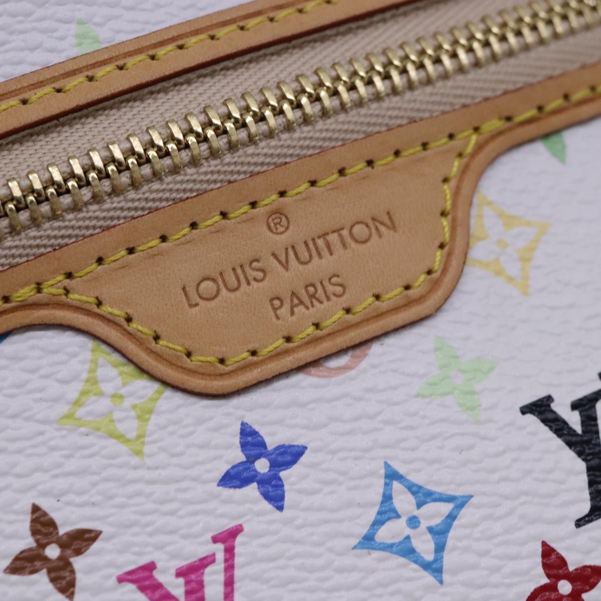 LOUIS VUITTON Monogram Multicolor Pochette MM Pouch White M60028 LV Auth 96393