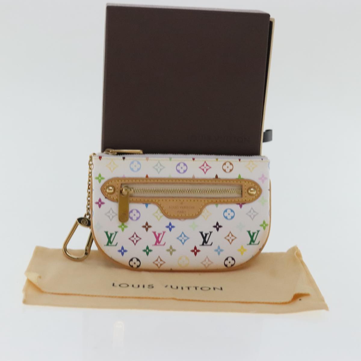 LOUIS VUITTON Monogram Multicolor Pochette MM Pouch White M60028 LV Auth 96393