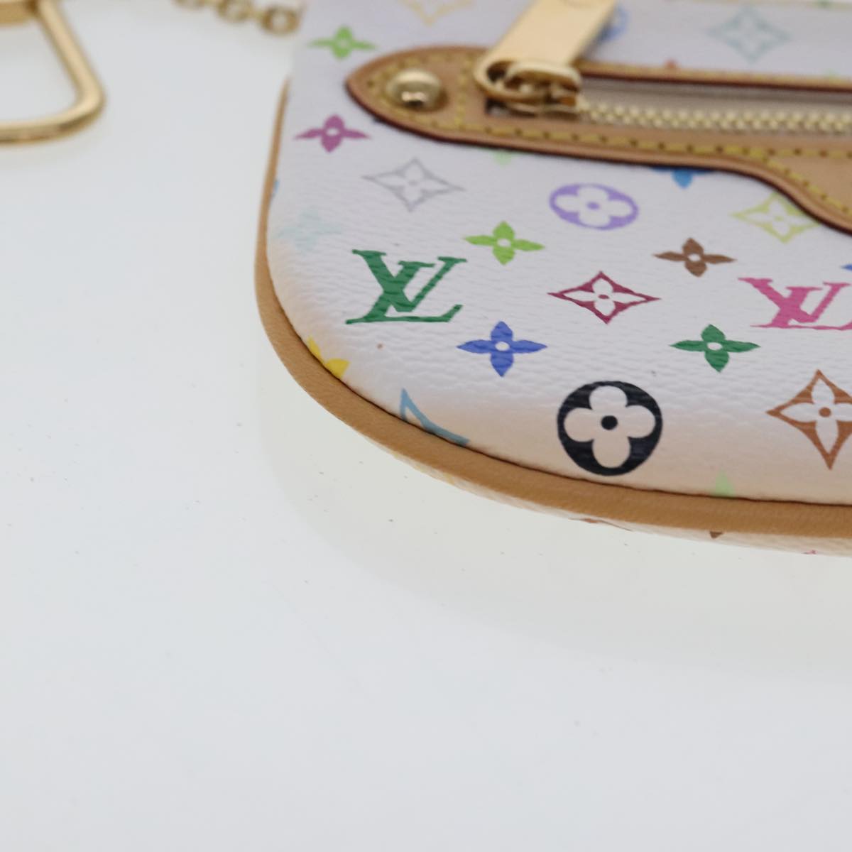 LOUIS VUITTON Monogram Multicolor Pochette MM Pouch White M60028 LV Auth 96393