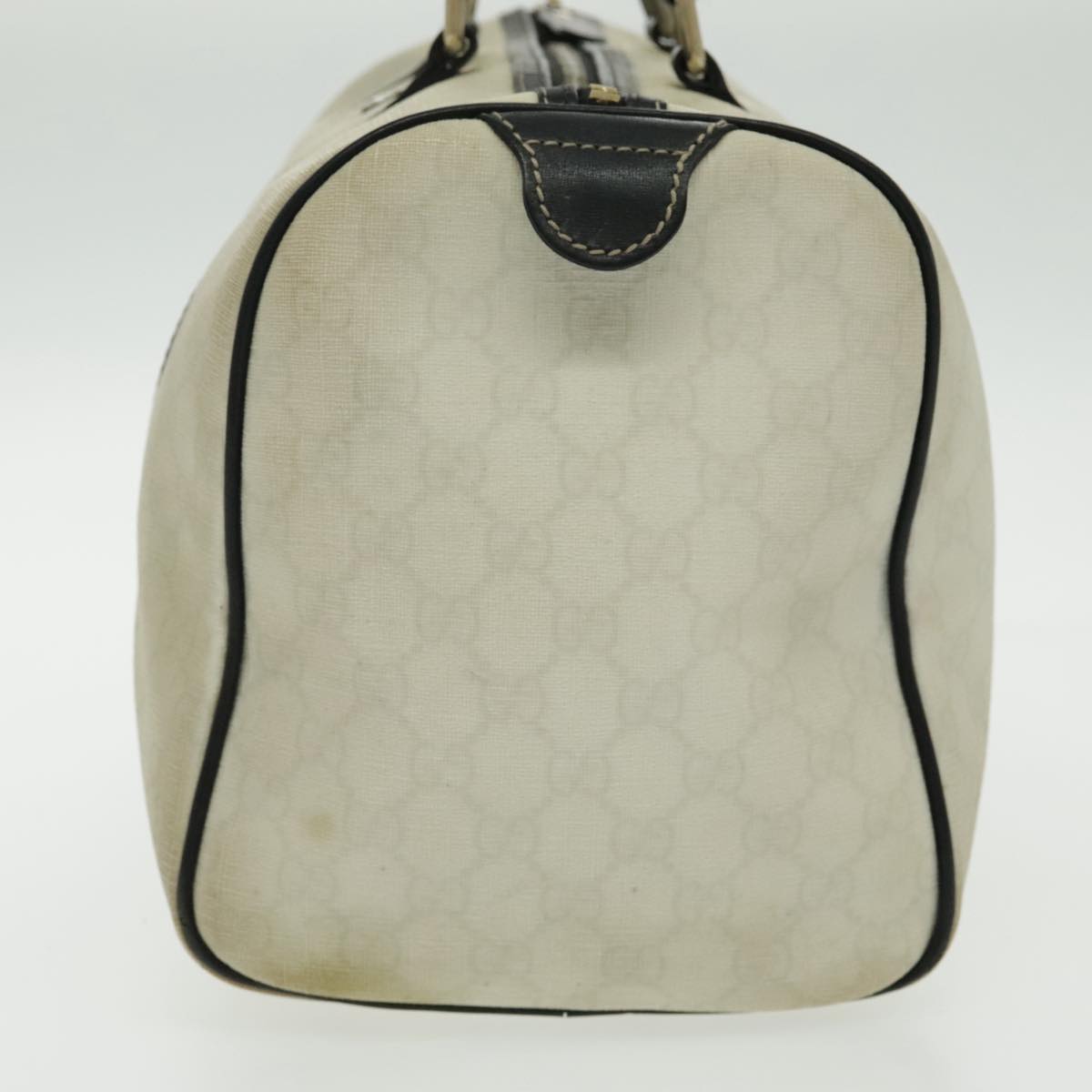 GUCCI GG Supreme Boston Bag PVC Leather White Black Gold 193603 Auth 96410