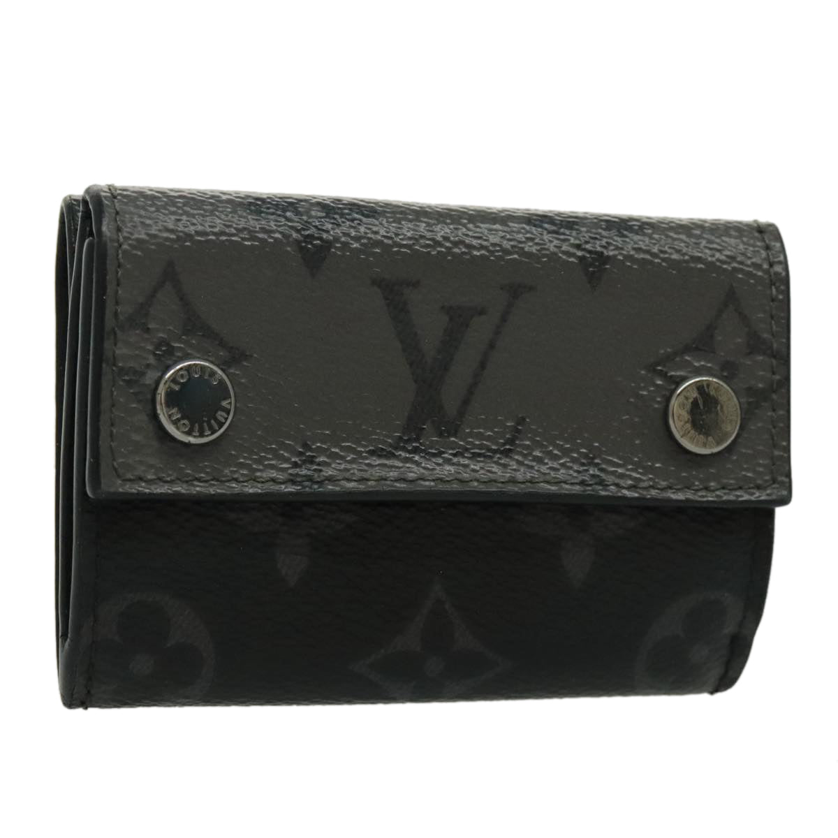 LOUIS VUITTON Monogram Eclipse Discovery Compact Wallet M67630 LV Auth 96426