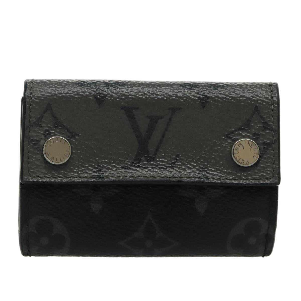 LOUIS VUITTON Monogram Eclipse Discovery Compact Wallet M67630 LV Auth 96426