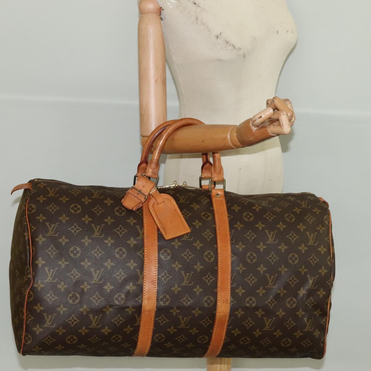 LOUIS VUITTON Monogram Keepall 55 Boston Bag M41424 LV Auth 96461