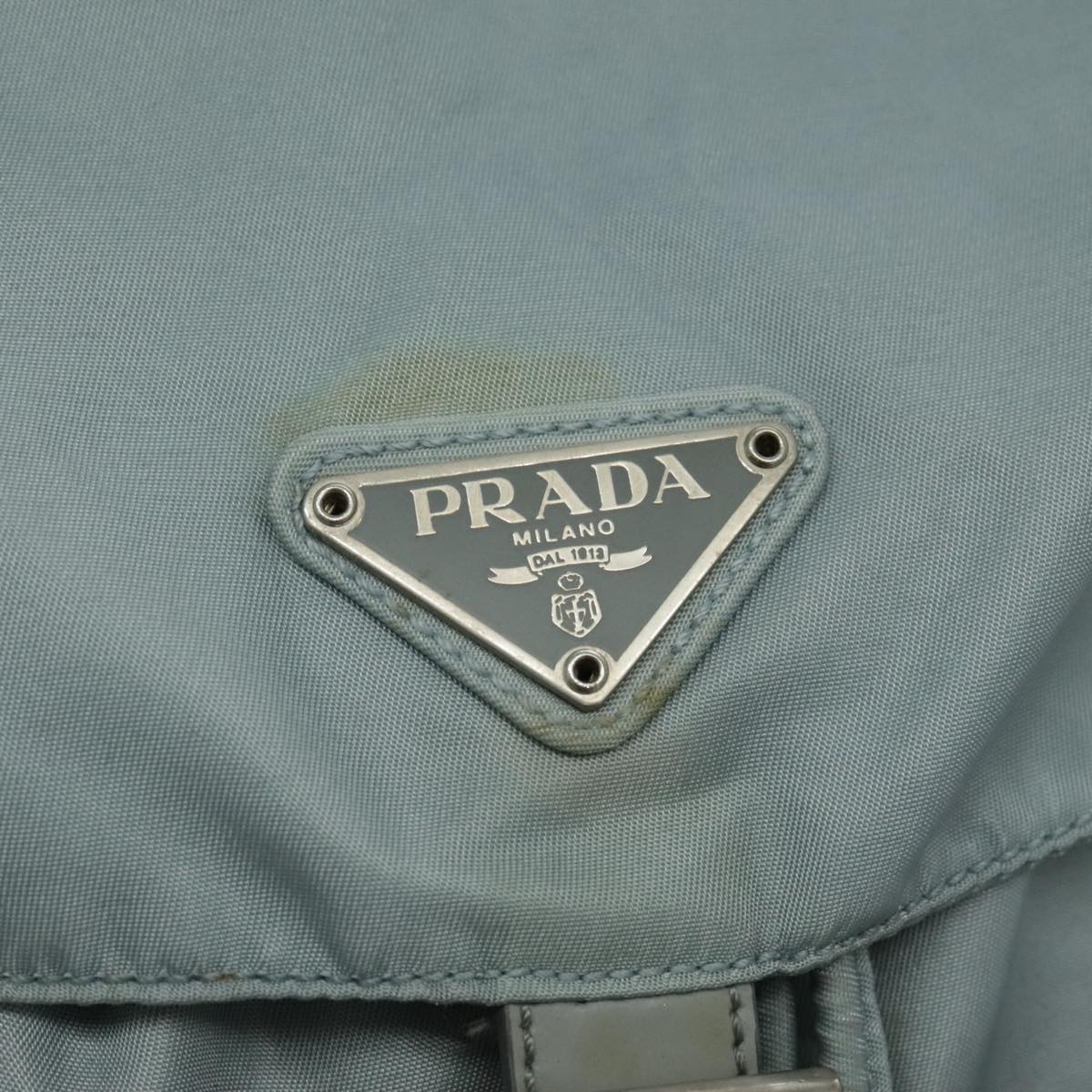 PRADA Backpack Nylon Light Blue Silver Auth 96485