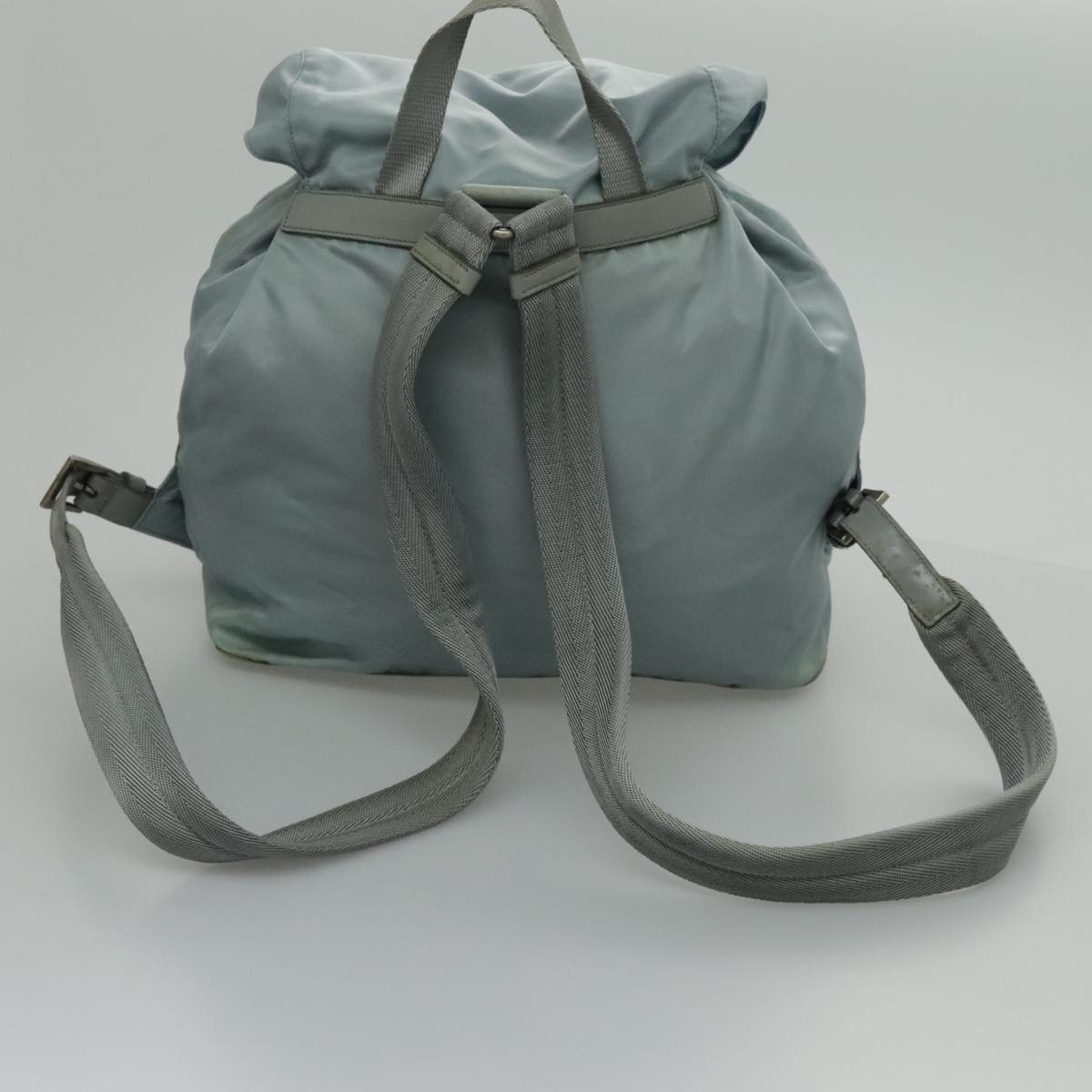 PRADA Backpack Nylon Light Blue Silver Auth 96485