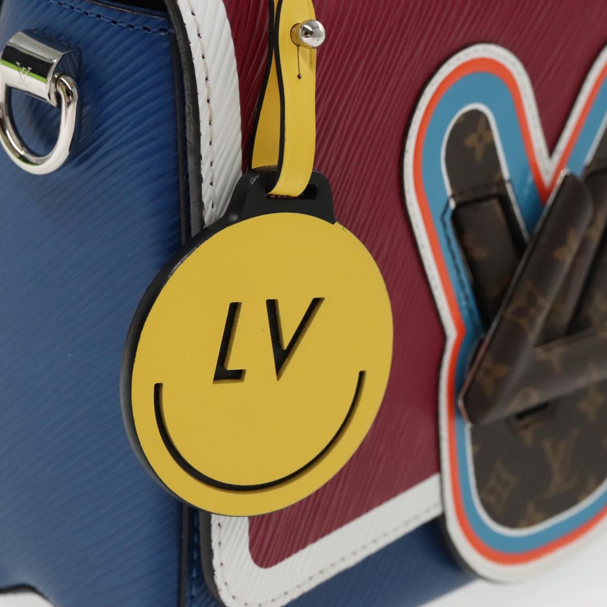 LOUIS VUITTON Epi Peace Love Twist MM Hand Bag Red Blue M52513 LV Auth 96510S