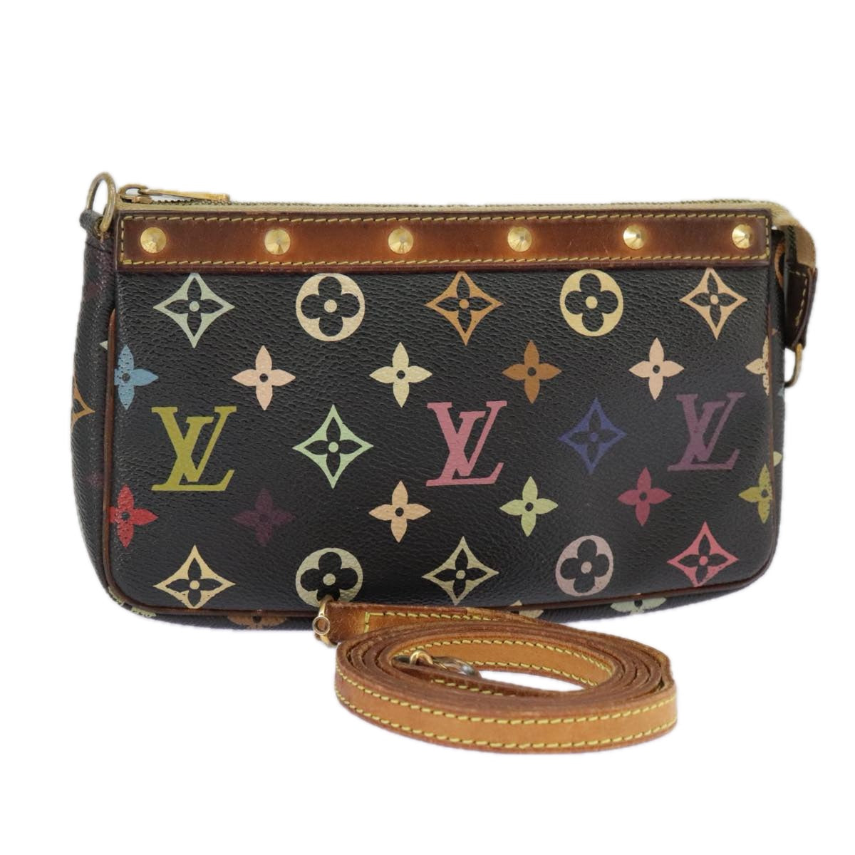 LOUIS VUITTON Monogram Multicolor Pochette Pouch Black M92648 LV Auth 96511