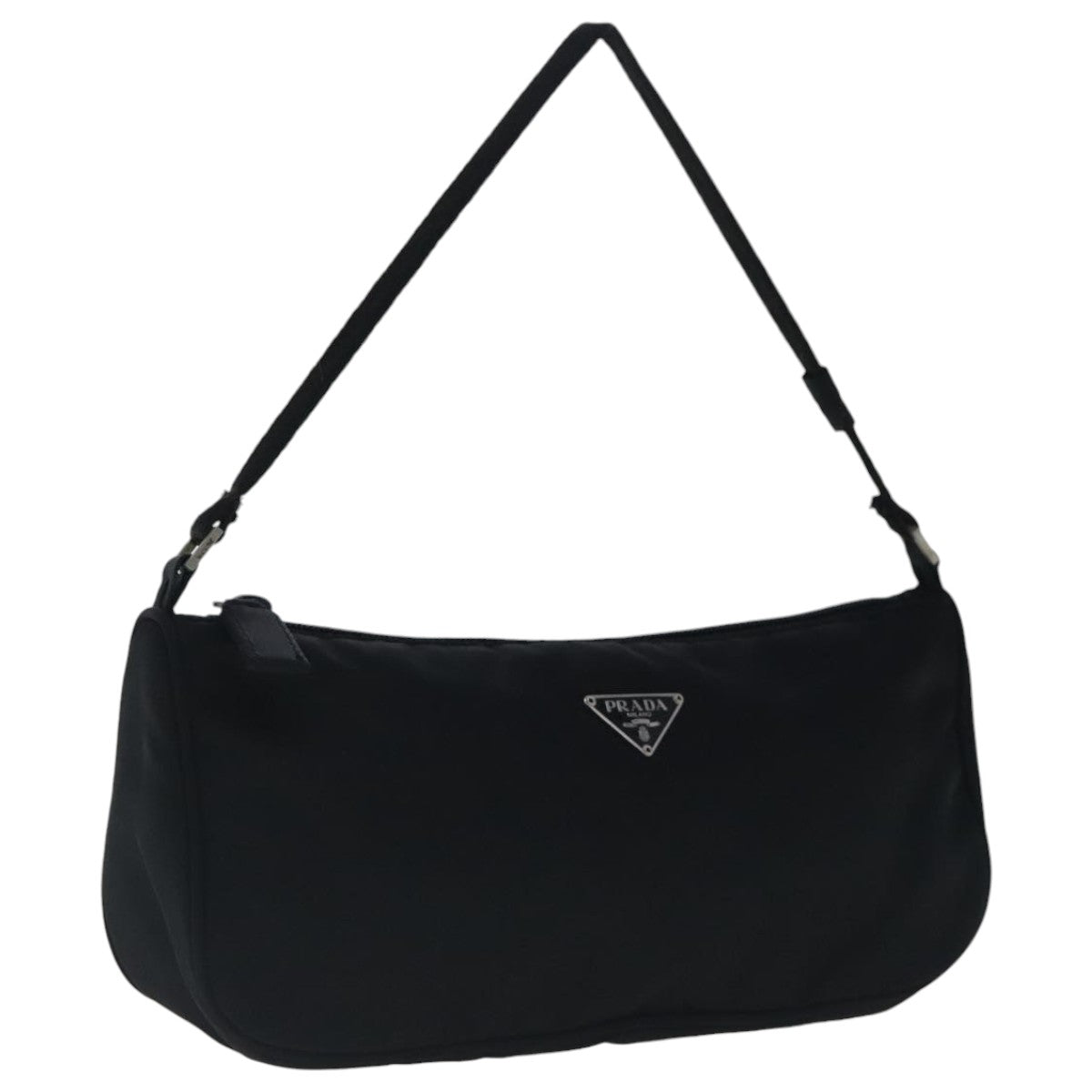 PRADA Accessory Pouch Nylon Black Silver Auth 96593