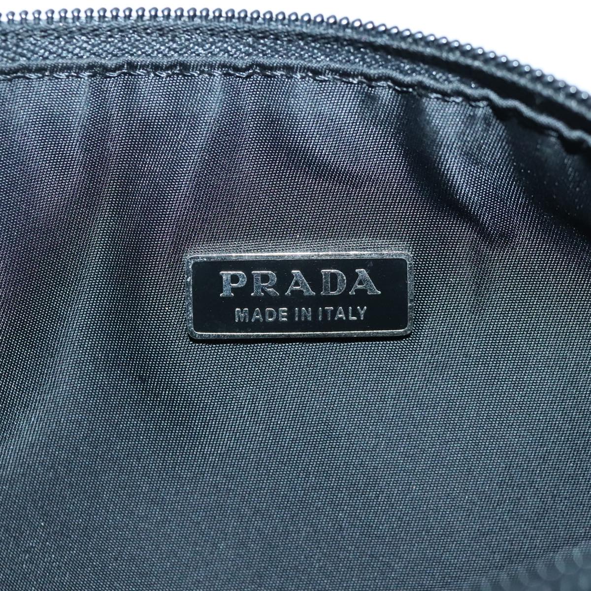 PRADA Accessory Pouch Nylon Black Silver Auth 96593