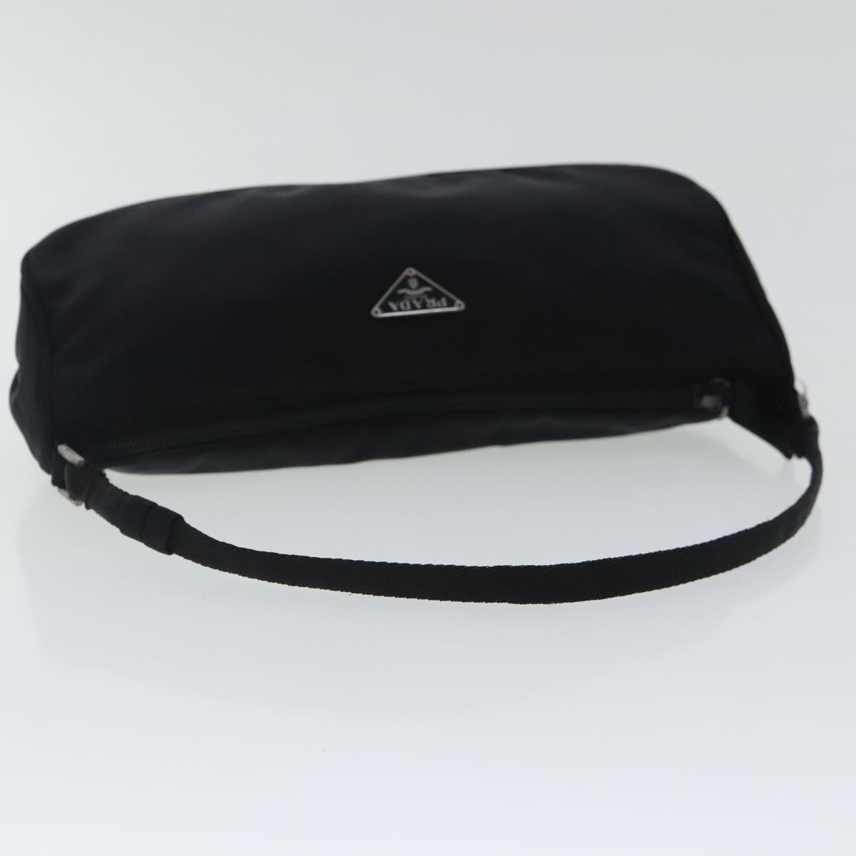 PRADA Accessory Pouch Nylon Black Silver Auth 96593