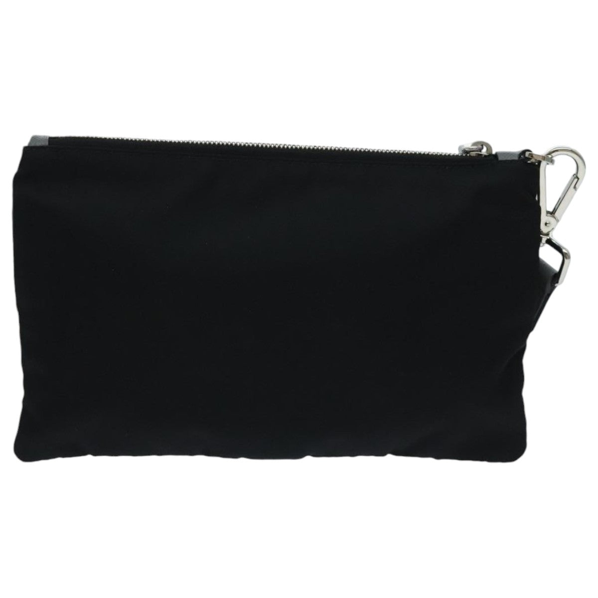 PRADA Clutch Bag Nylon Black Silver Auth 96653V