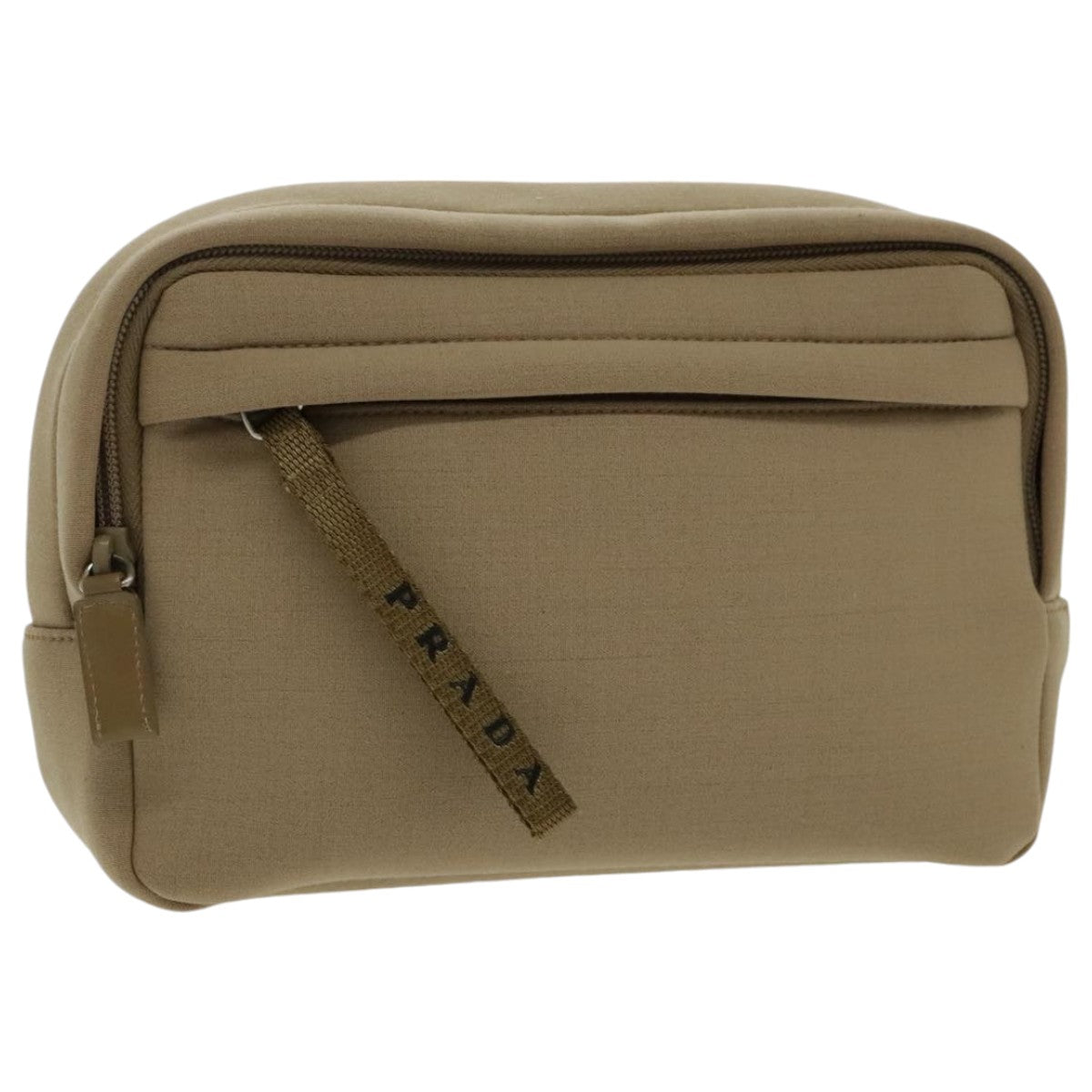 PRADA Pouch Nylon Beige Auth 96665