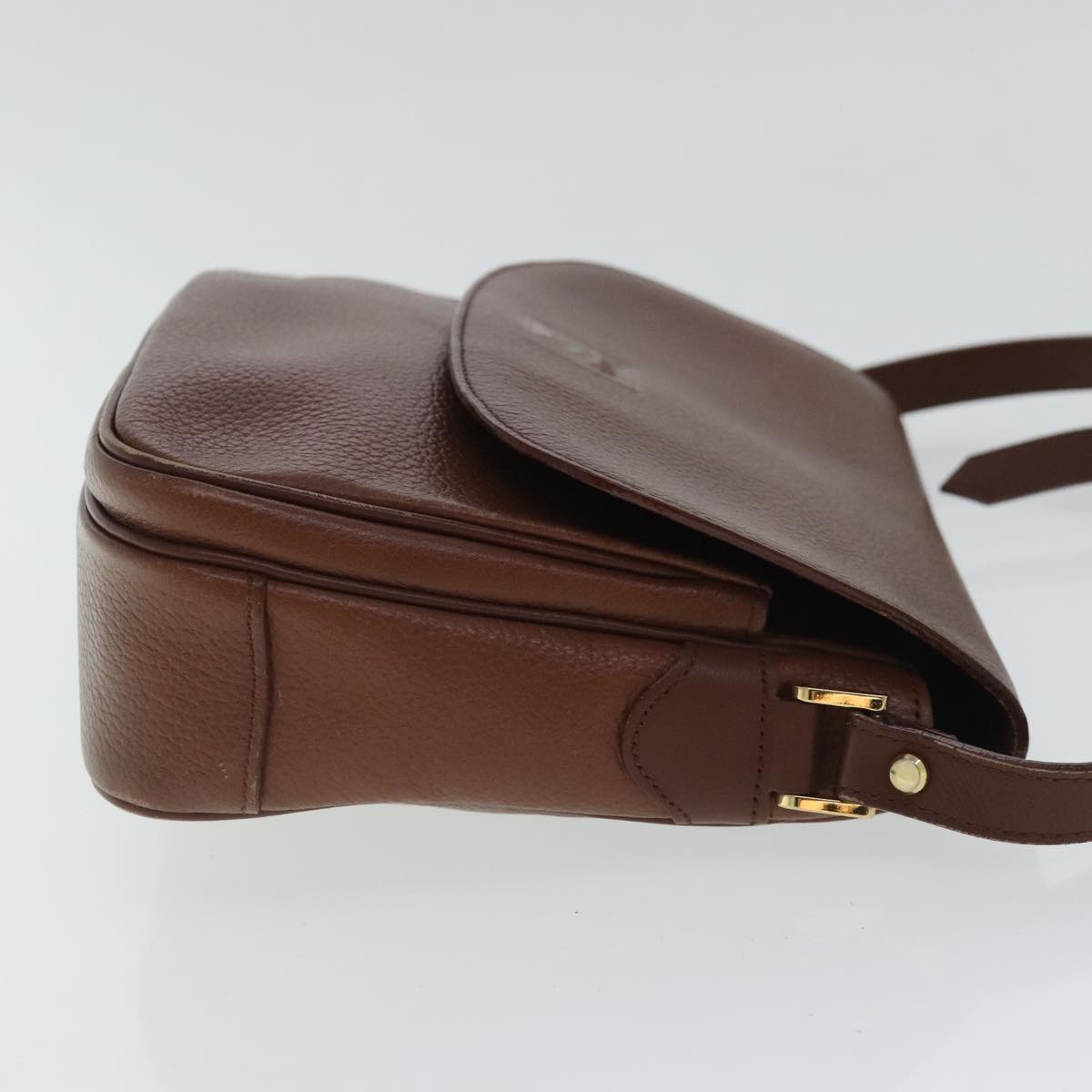 Burberrys Shoulder Bag Leather Brown Gold Auth 96666