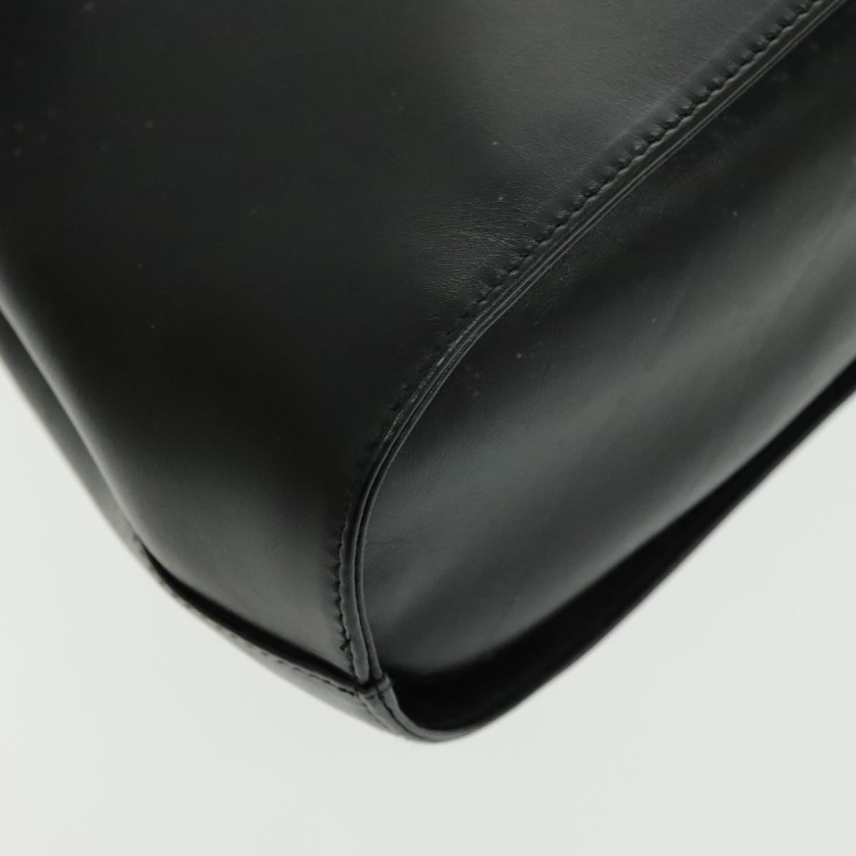 Salvatore Ferragamo Hand Bag Leather Black Gold Auth 96668