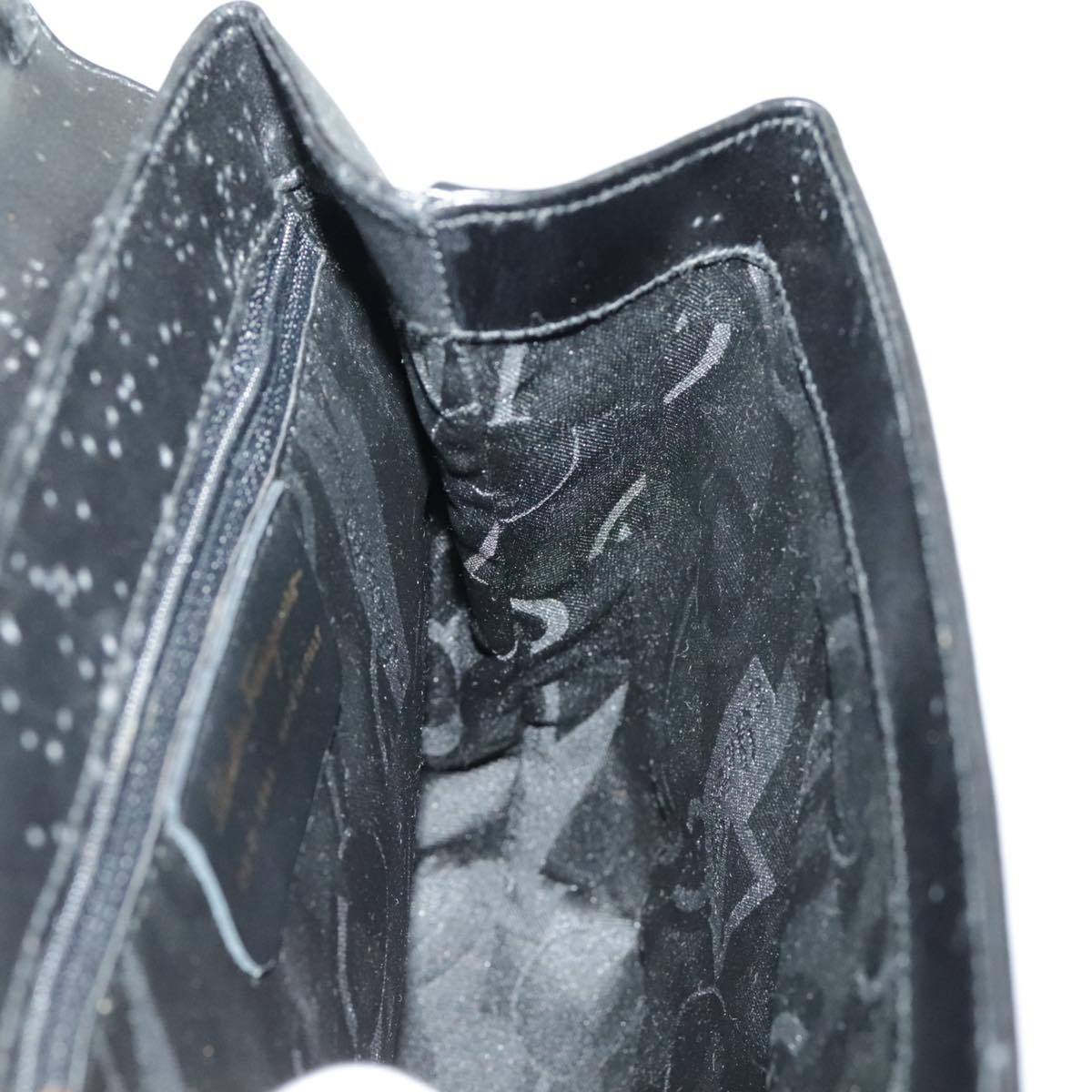 Salvatore Ferragamo Hand Bag Leather Black Gold Auth 96668