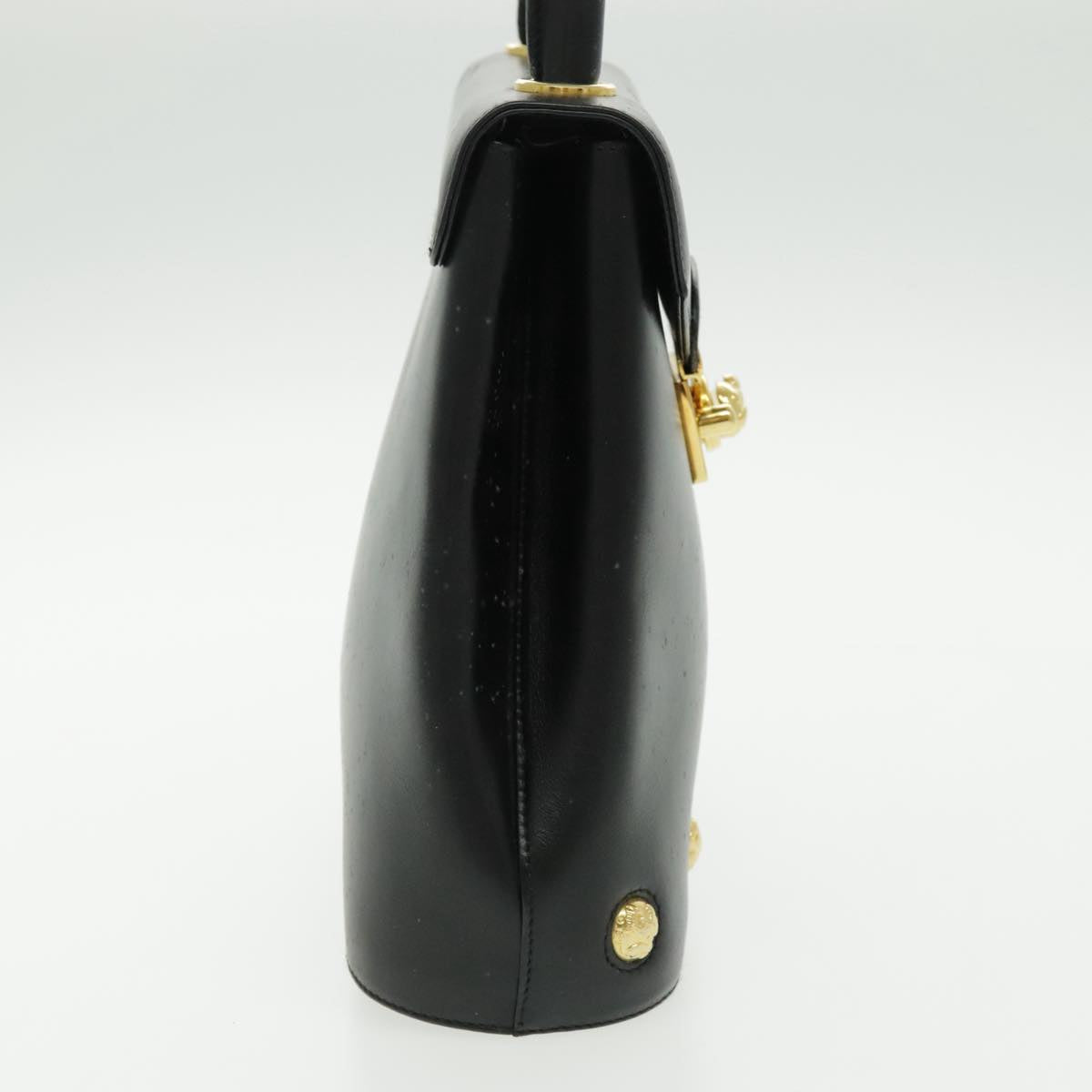 Salvatore Ferragamo Hand Bag Leather Black Gold Auth 96668