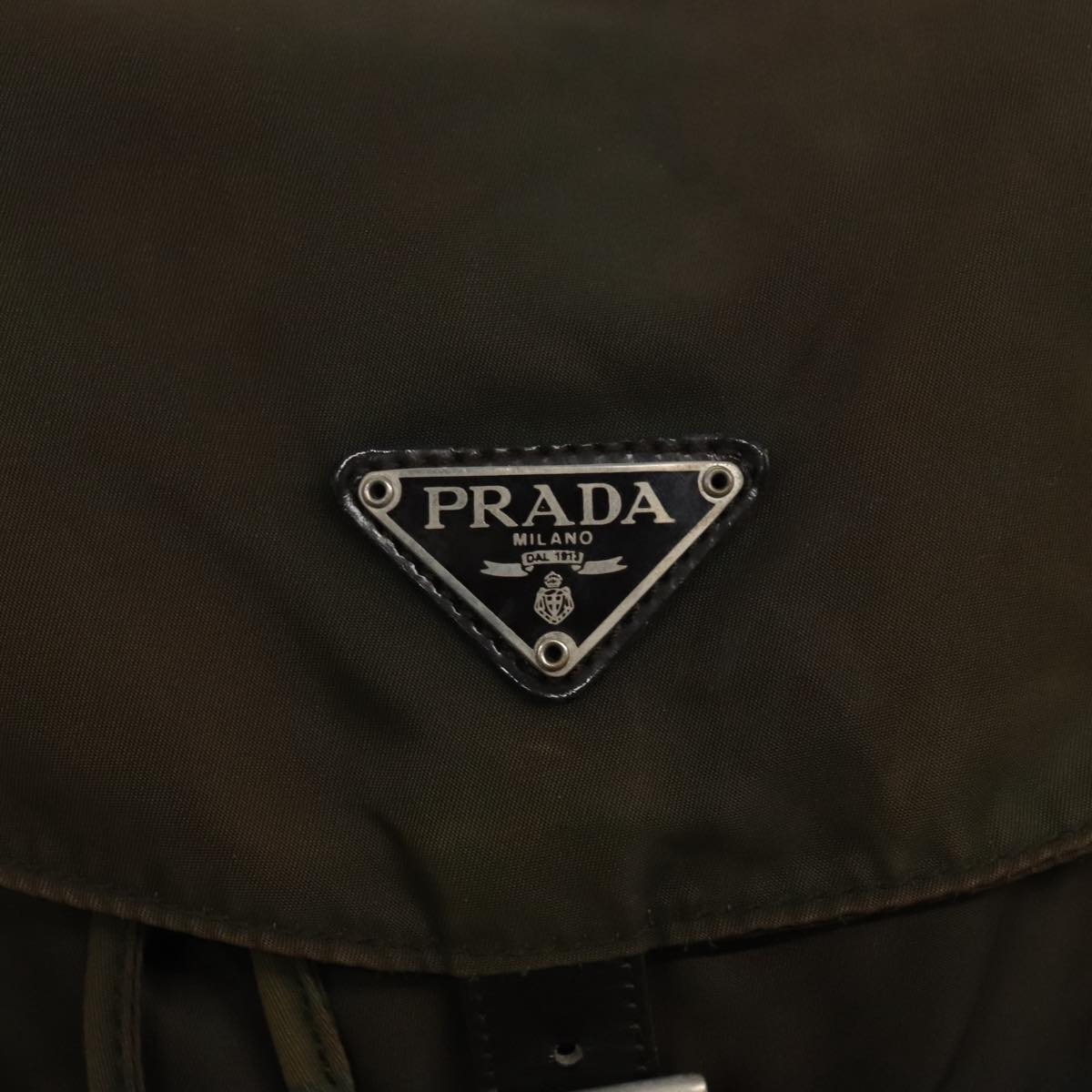 PRADA Backpack Nylon Khaki Silver Auth 96671