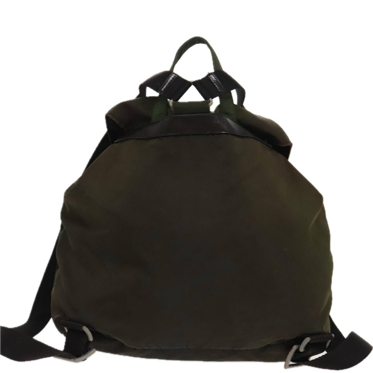 PRADA Backpack Nylon Khaki Silver Auth 96671