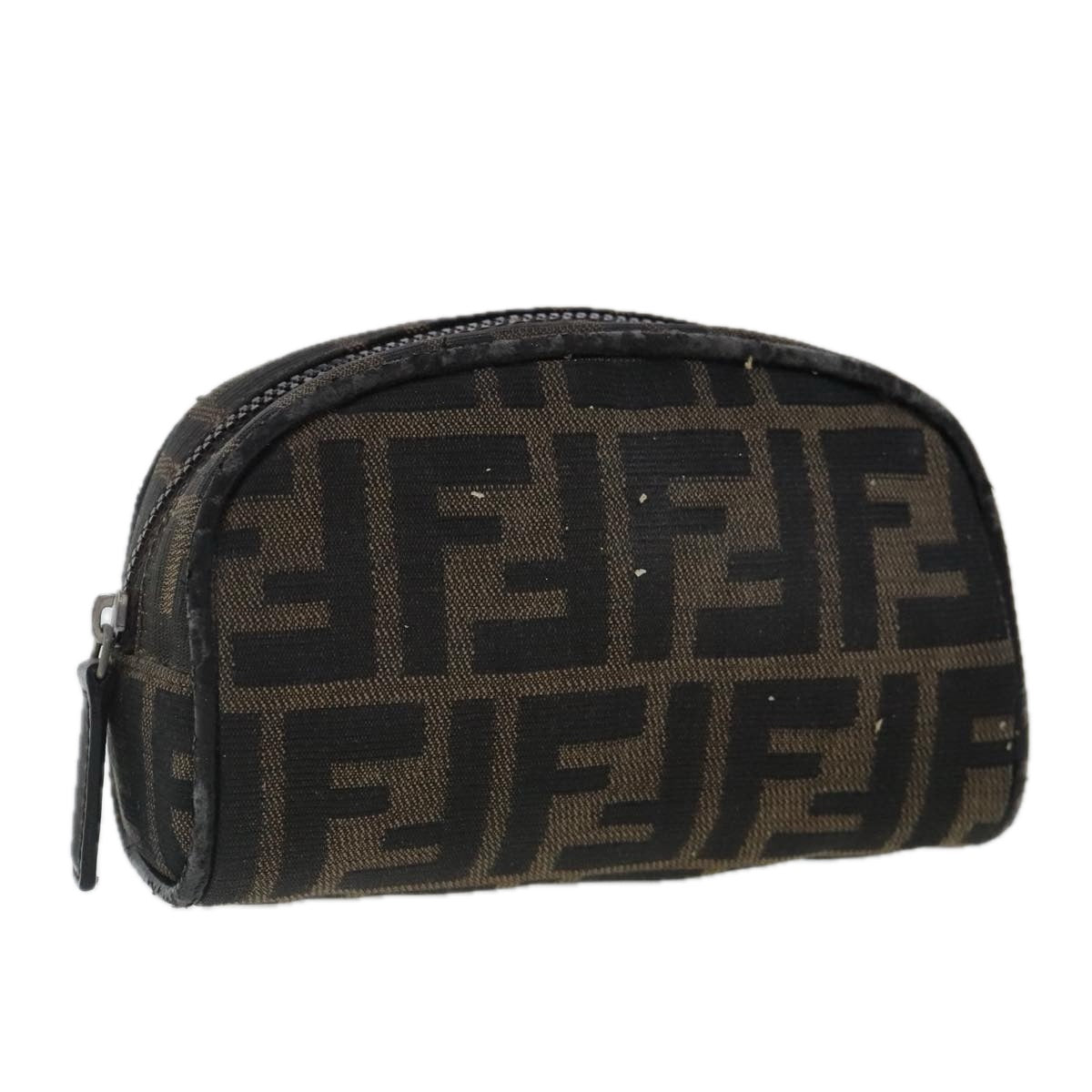 FENDI Zucca Canvas Pouch Brown Auth 96675