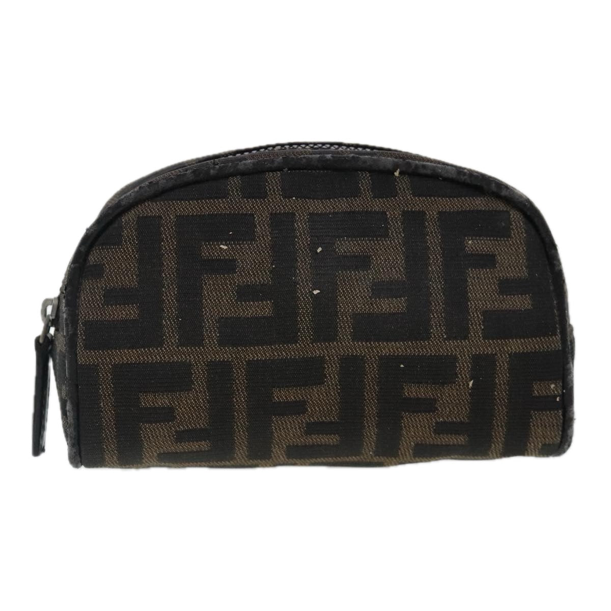 FENDI Zucca Canvas Pouch Brown Auth 96675