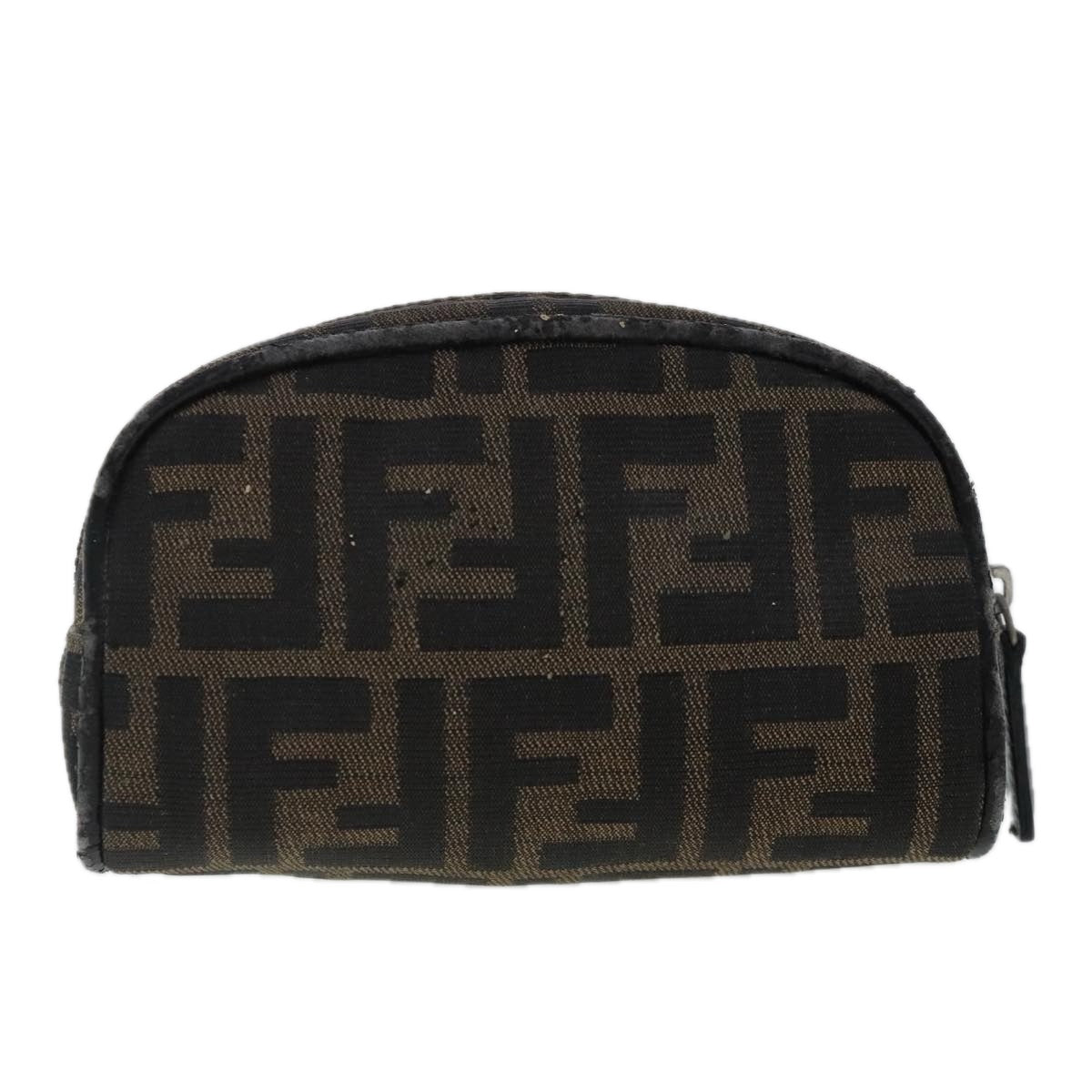 FENDI Zucca Canvas Pouch Brown Auth 96675