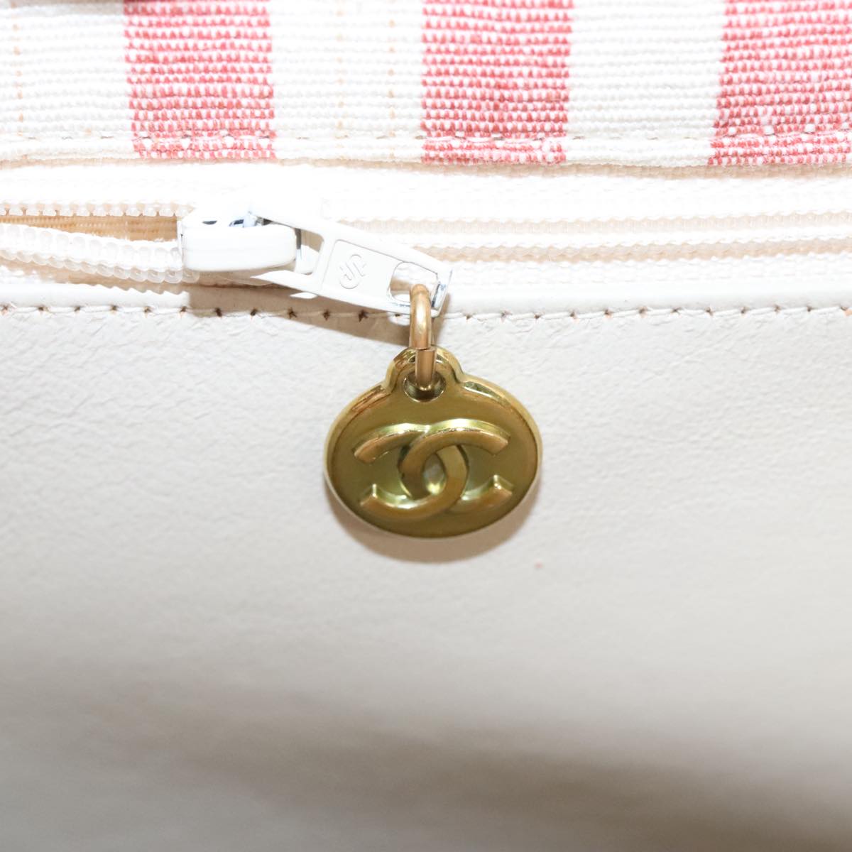 CHANEL Matelasse Chain Shoulder Bag Canvas Gold Pink CC Auth 96691SM