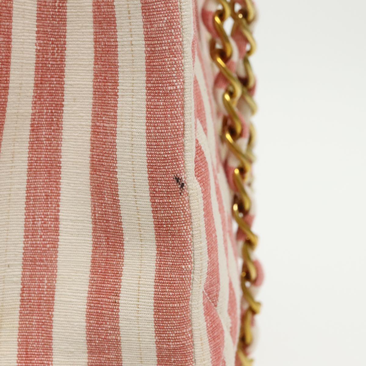 CHANEL Matelasse Chain Shoulder Bag Canvas Gold Pink CC Auth 96691SM