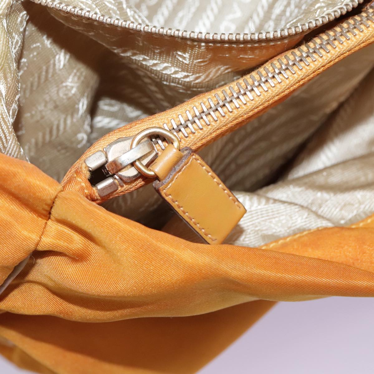 PRADA Shoulder Bag Nylon Orange Auth 96714