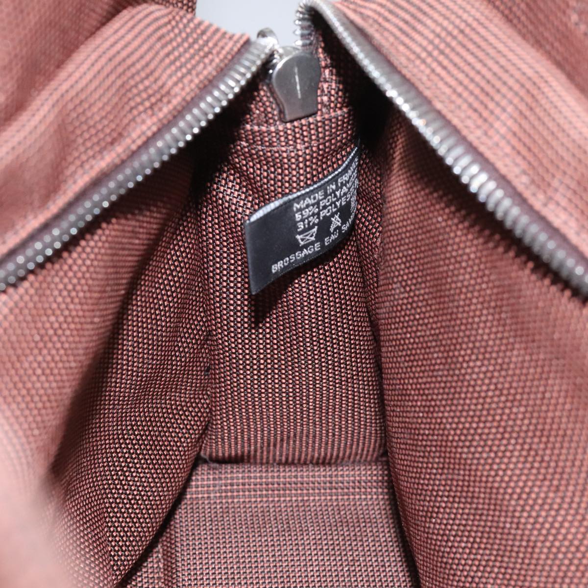 HERMES Her Line PM Tote Bag Canvas Brown Silver Auth 96726