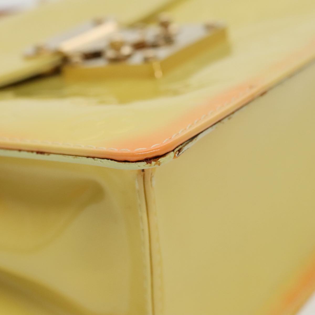 LOUIS VUITTON Monogram Vernis Spring Street Bag Lime Yellow M91068 Auth 96889