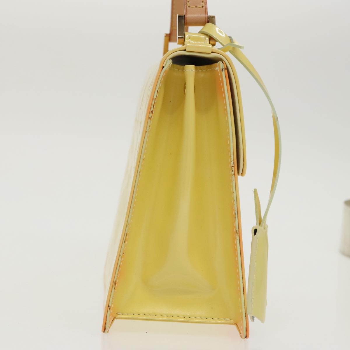 LOUIS VUITTON Monogram Vernis Spring Street Bag Lime Yellow M91068 Auth 96889