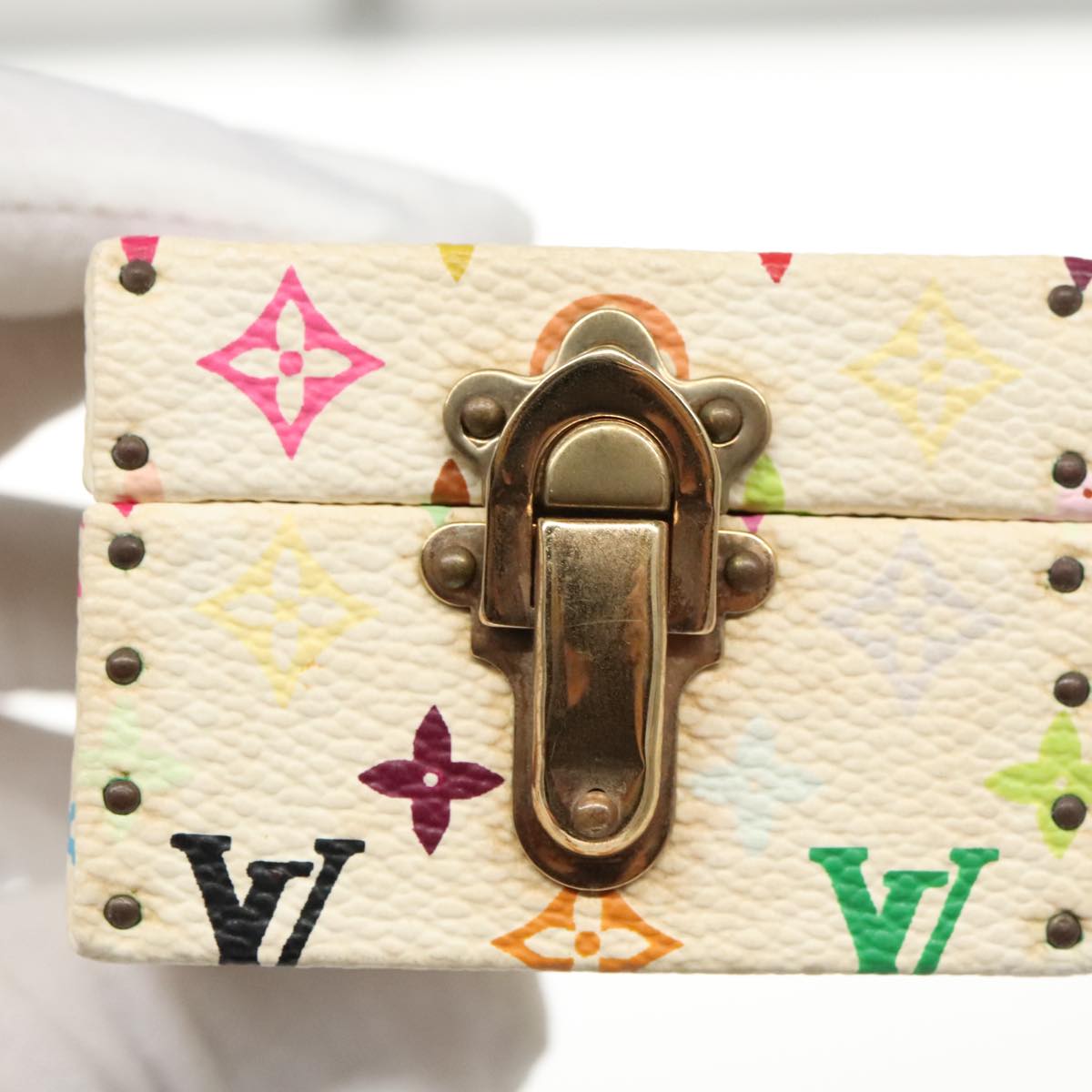 LOUIS VUITTON Monogram Multicolor Jewelry Box White LV Auth 96899SV
