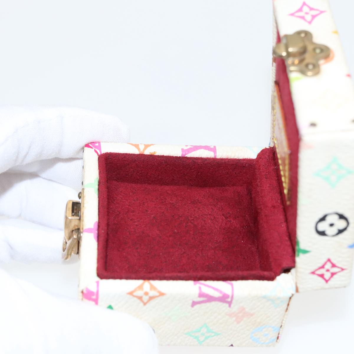 LOUIS VUITTON Monogram Multicolor Jewelry Box White LV Auth 96899A