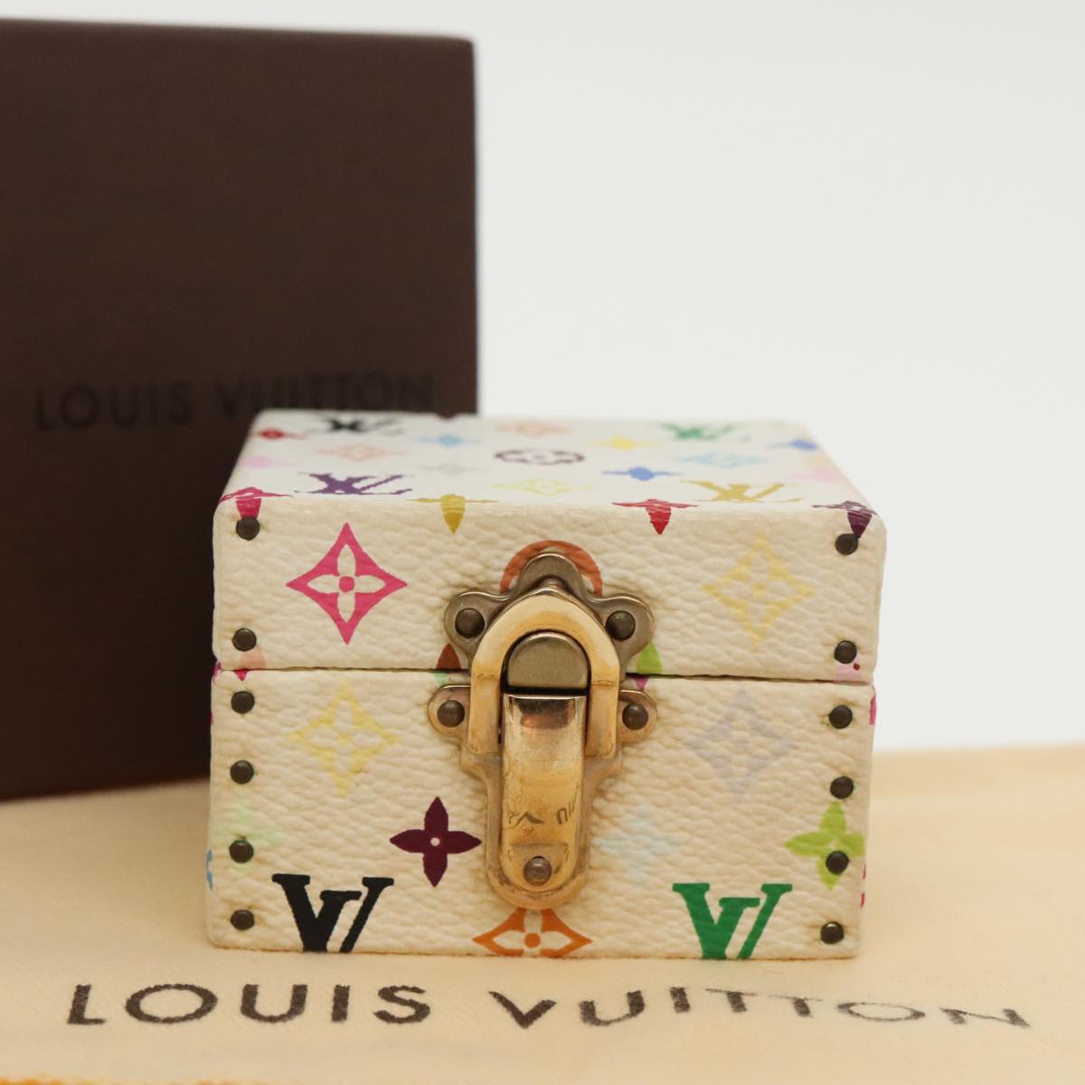 LOUIS VUITTON Monogram Multicolor Jewelry Box White LV Auth 96899SV