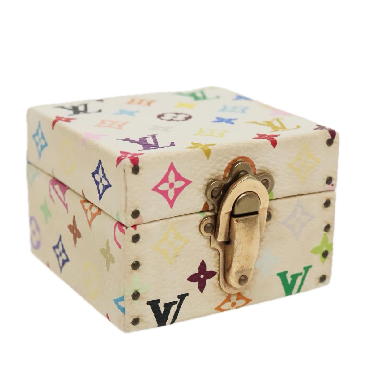 LOUIS VUITTON Monogram Multicolor Jewelry Box White LV Auth 96899SV