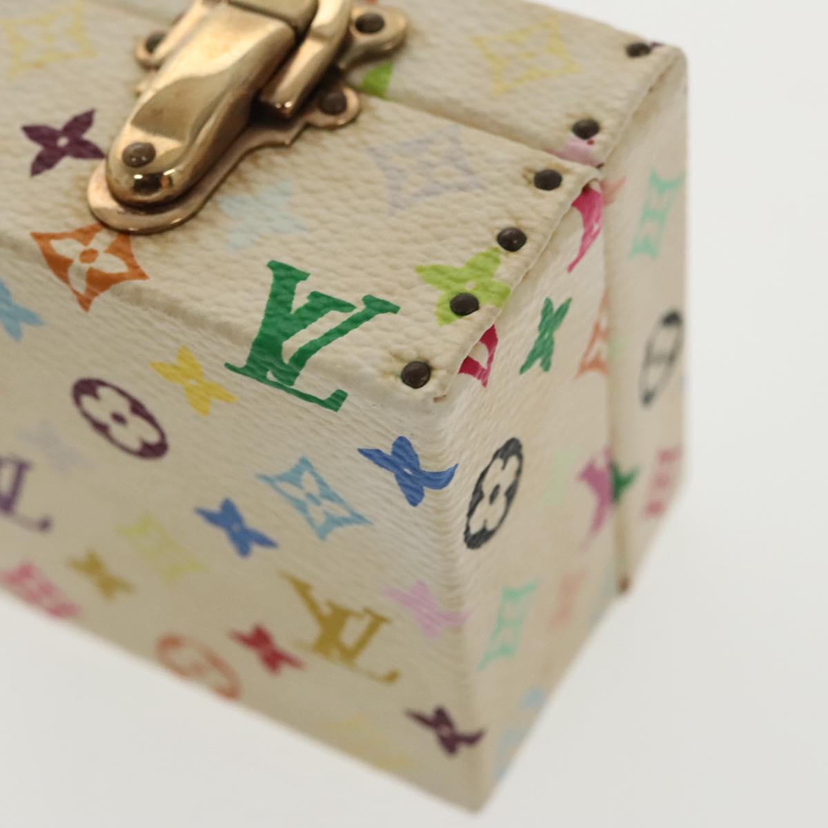 LOUIS VUITTON Monogram Multicolor Jewelry Box White LV Auth 96899SV