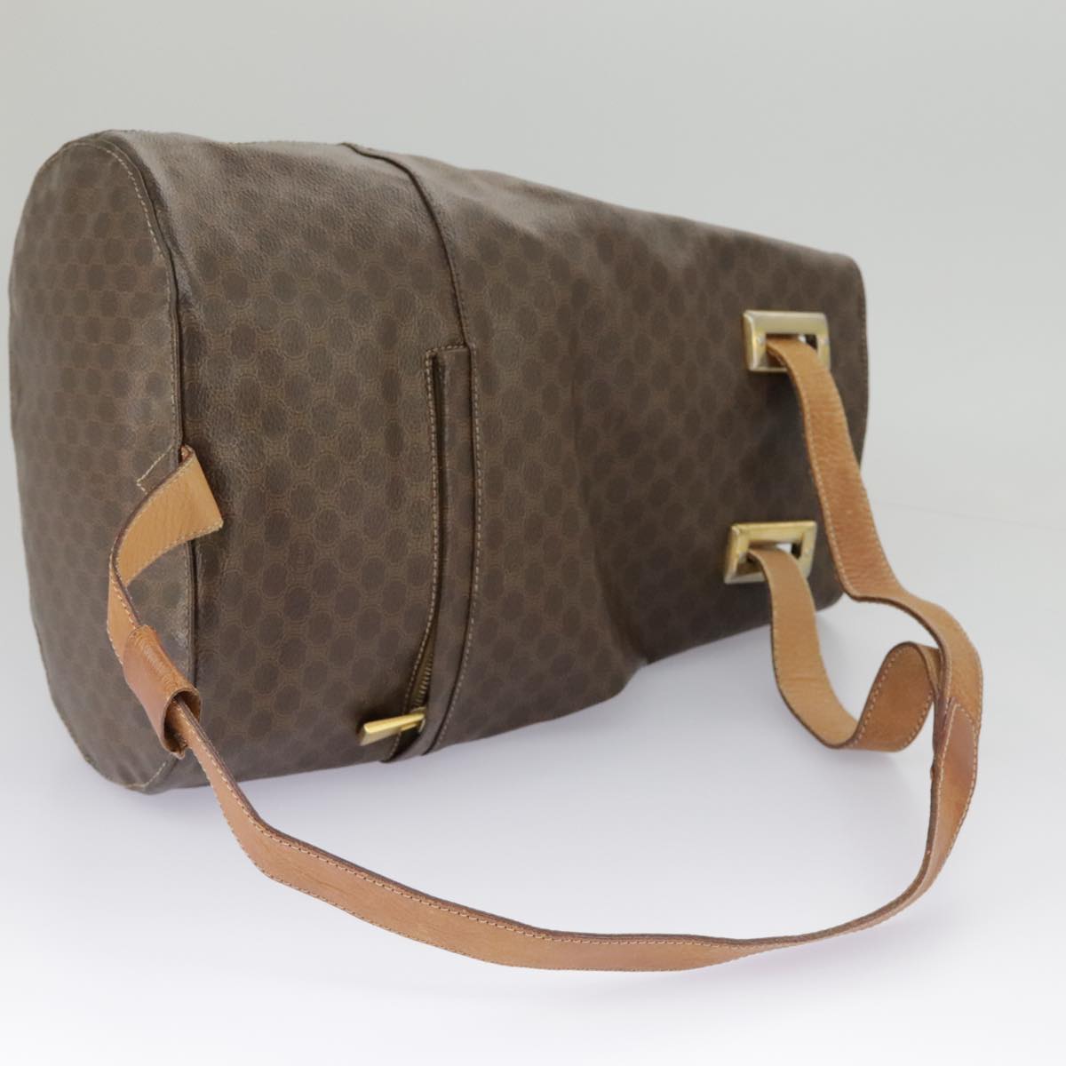 CELINE Macadam Canvas Shoulder Bag PVC Leather Brown Gold Auth 96924