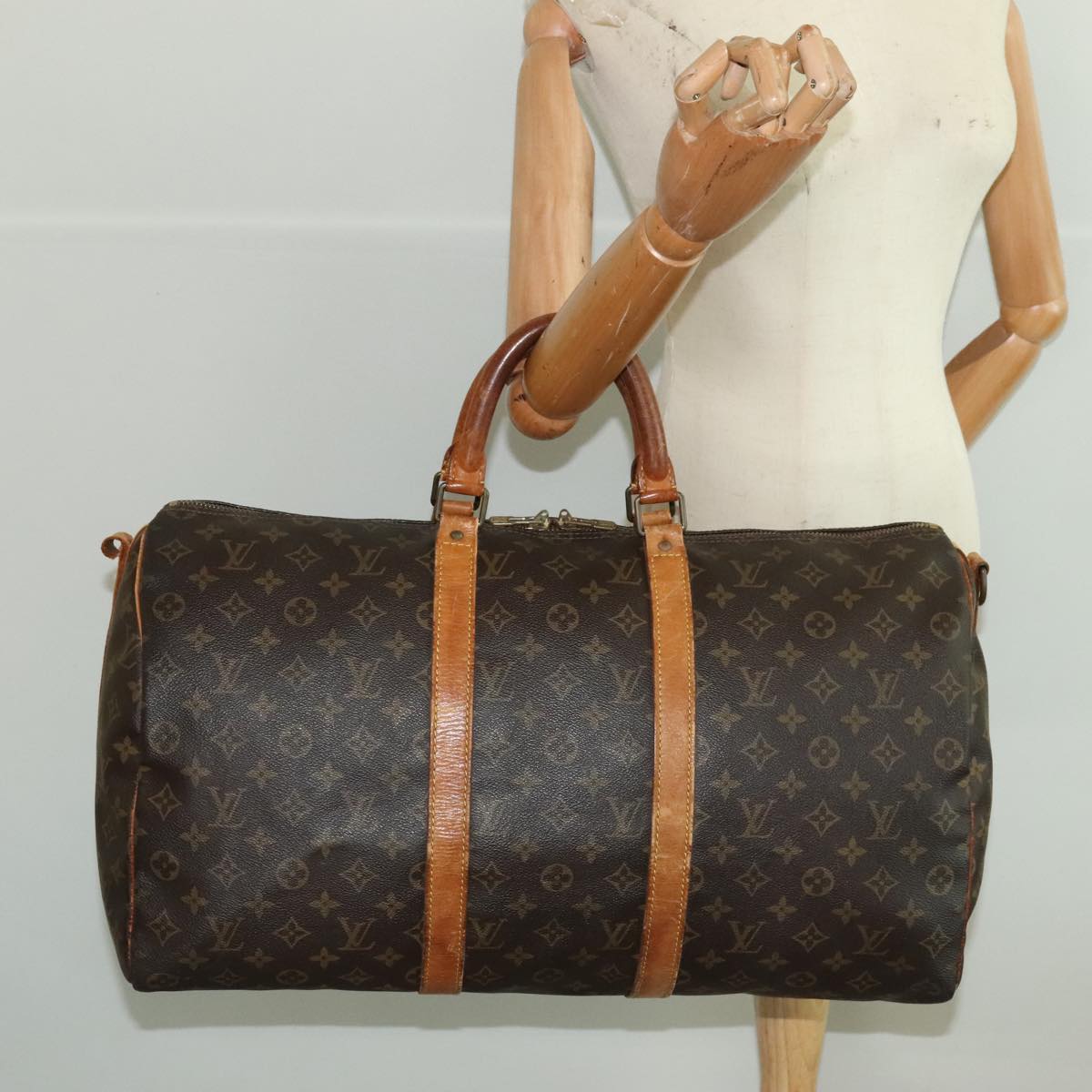 LOUIS VUITTON Monogram Keepall Bandouliere 50 Boston Bag M41416 LV Auth 96963