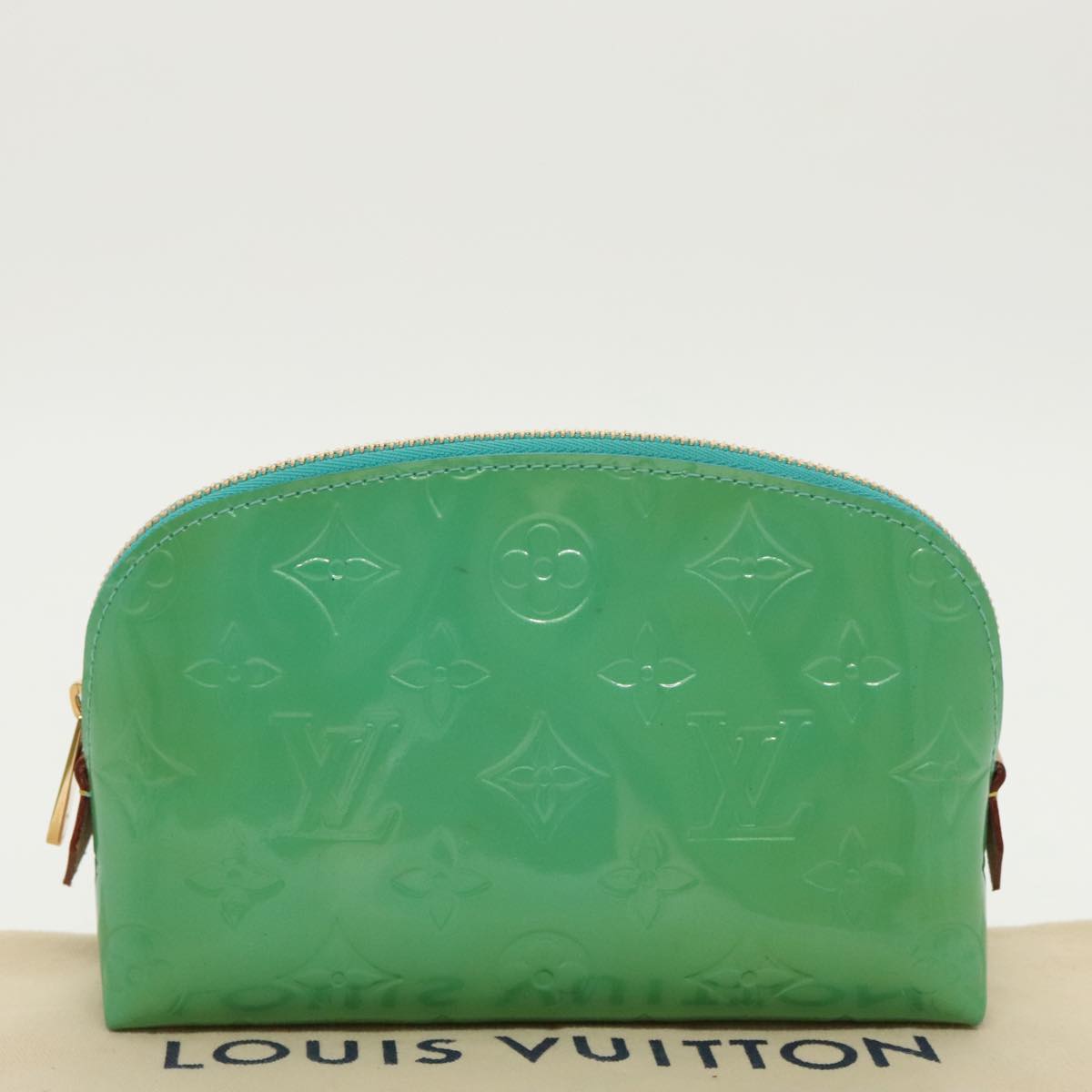 LOUIS VUITTON Monogram Vernis Pochette Cosmetic Pouch Blue Lagon LV Auth 96988A