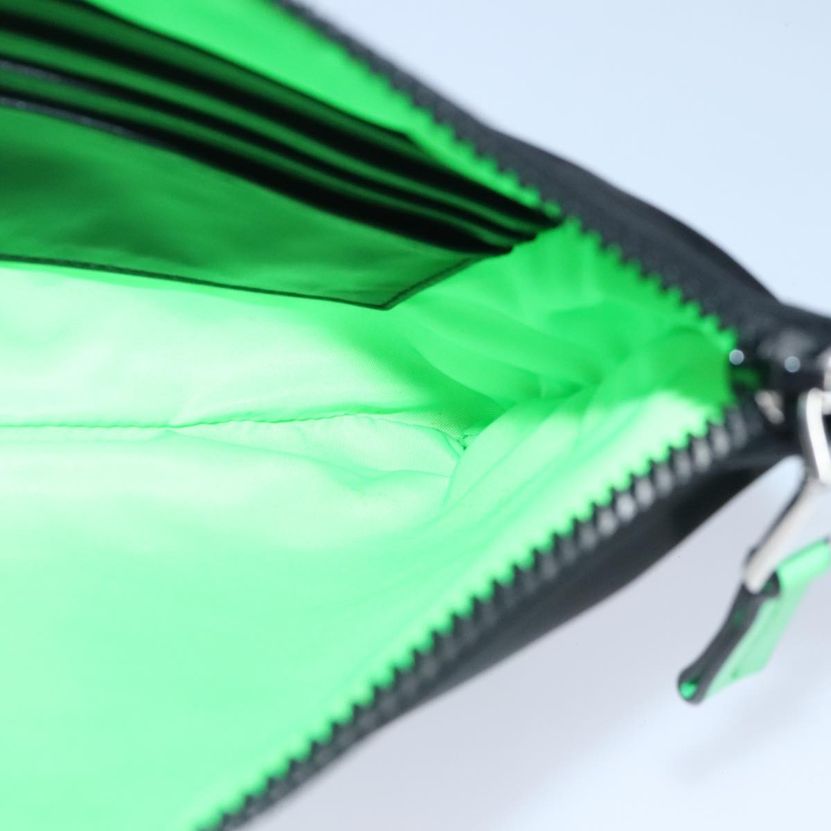 PRADA Clutch Bag Nylon Black Silver Auth 96997V