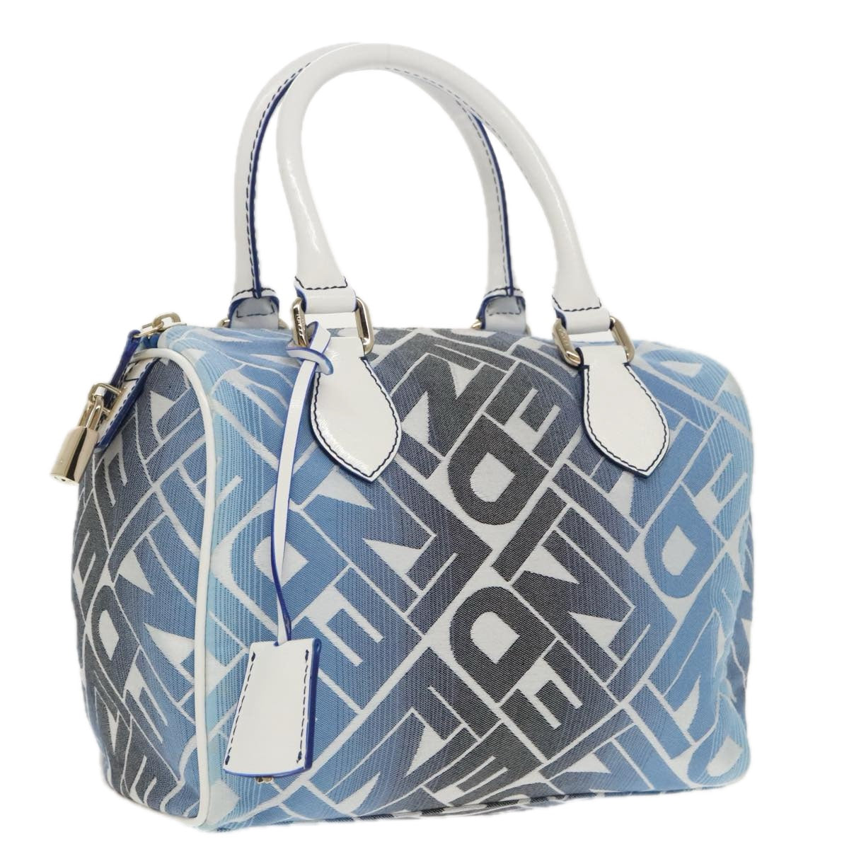 FENDI Zucca Canvas Hand Bag Blue Gold Auth 97002AV