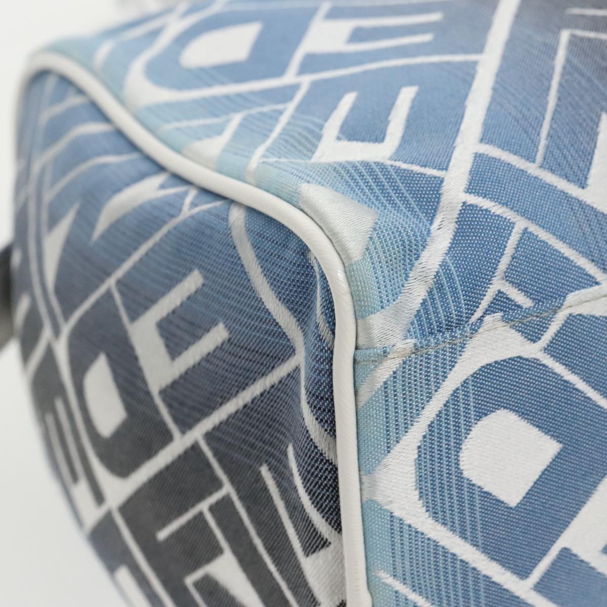 FENDI Zucca Canvas Hand Bag Blue Gold Auth 97002AV