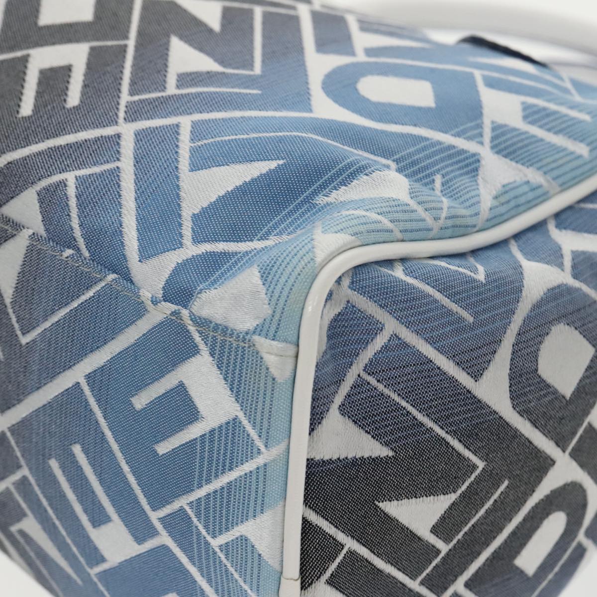 FENDI Zucca Canvas Hand Bag Blue Gold Auth 97002AV