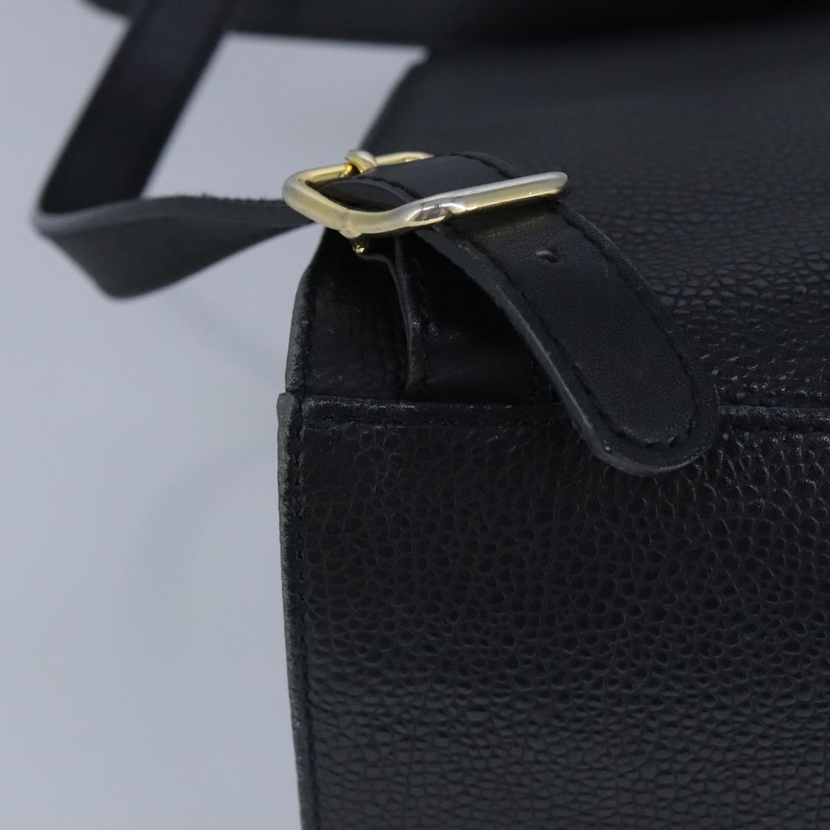 BURBERRY Backpack Leather Black Gold Auth 97010