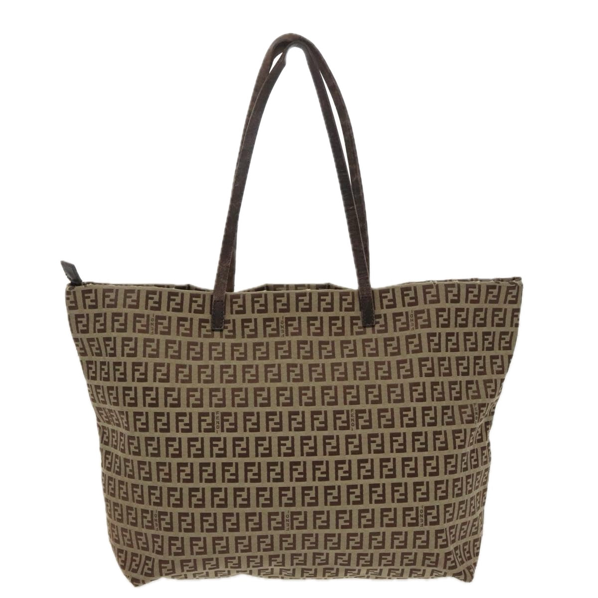 FENDI Zucchino Canvas Tote Bag Beige Auth 97032