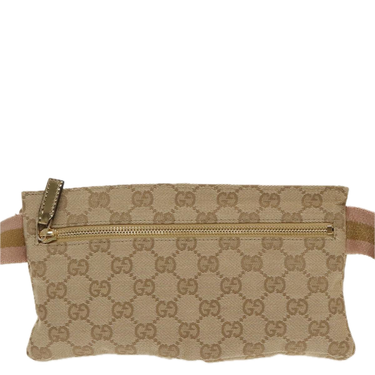 GUCCI GG Canvas Sherry Line Waist bag Beige Gold pink 162962 Auth 97034