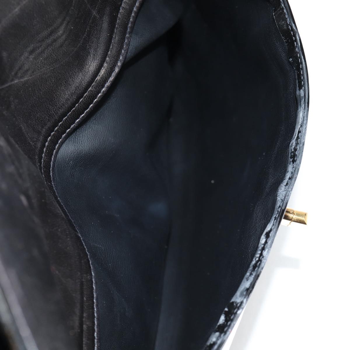 CHANEL Chain Tote Bag Patent leather Black Gold CC Auth 97057