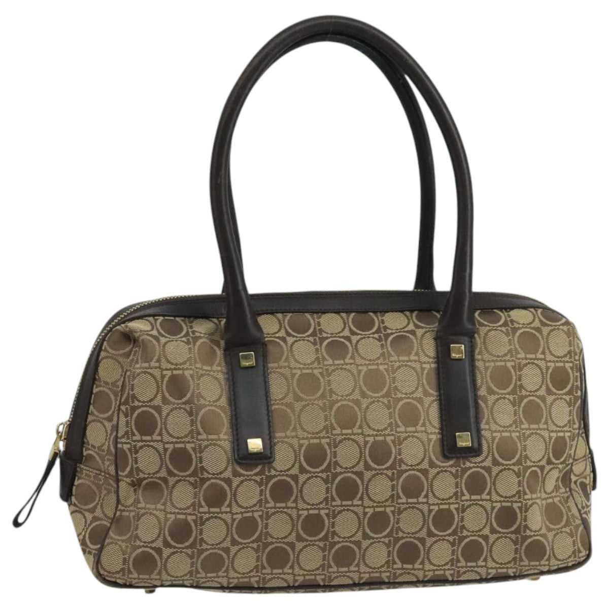 Salvatore Ferragamo Hand Bag Canvas Brown Auth 97071