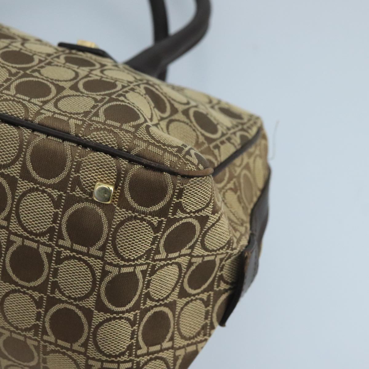 Salvatore Ferragamo Hand Bag Canvas Brown Auth 97071