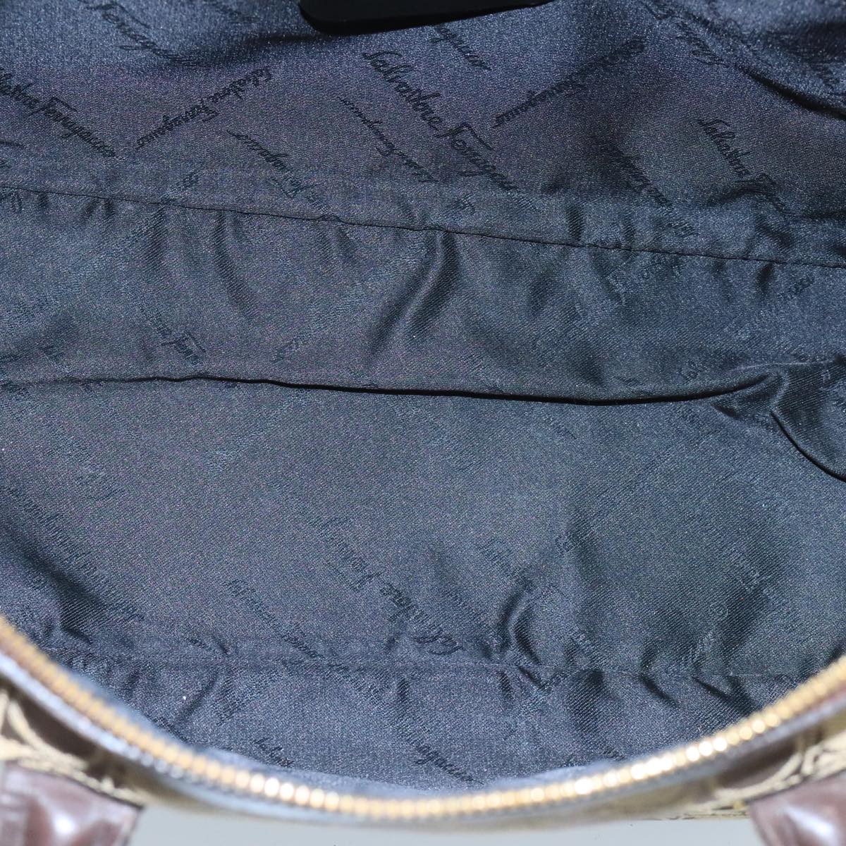 Salvatore Ferragamo Hand Bag Canvas Brown Auth 97071